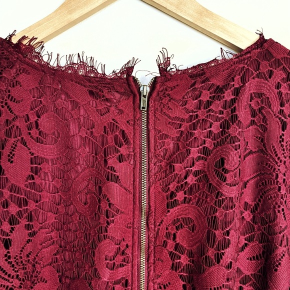 DownEast 2XL Burgundy Lace Knee Length Dress Touch of Luze Maroon Plus Size - Picture 3 of 6